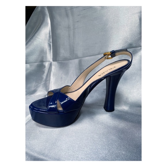 Prada Patent leather platform navy Sandals - Picture 1 of 5